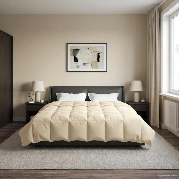 vidaXL Kes&auml;peitto Quiltottu Kerma 220 x 260 cm Mikrokuitu