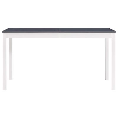 vidaXL Ruokapöytä valkoinen ja harmaa 140x70x73 cm mänty