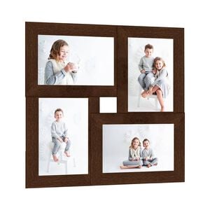 vidaXL Kollaasi valokuvakehys 4x(10x15 cm) kuville tummanruskea MDF