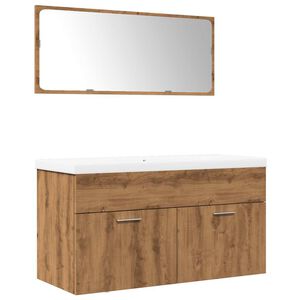 vidaXL 3-osainen Kylpyhuoneen kalustesarja tammi tekninen puu