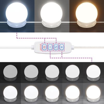 vidaXL Peilipöytä LED-valoilla harmaa Sonoma 74,5x40x141 cm