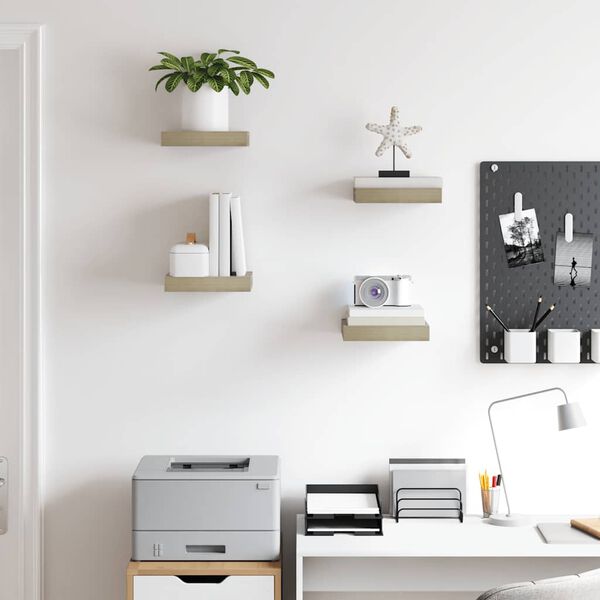 vidaXL Kelluvat sein&auml;hyllyt 4 kpl tammi 23x23,5x3,8 cm MDF