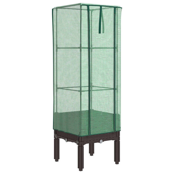 vidaXL Kukkalaatikko kasvihuonepeitteell&auml; rottinkityyli 40x40x140 cm