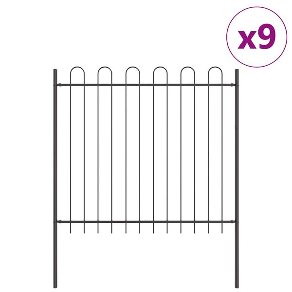 vidaXL Puutarha-aita 9 pcs Harmaa 15,3 x 1,5 m Jauhemaalattu ter&auml;s