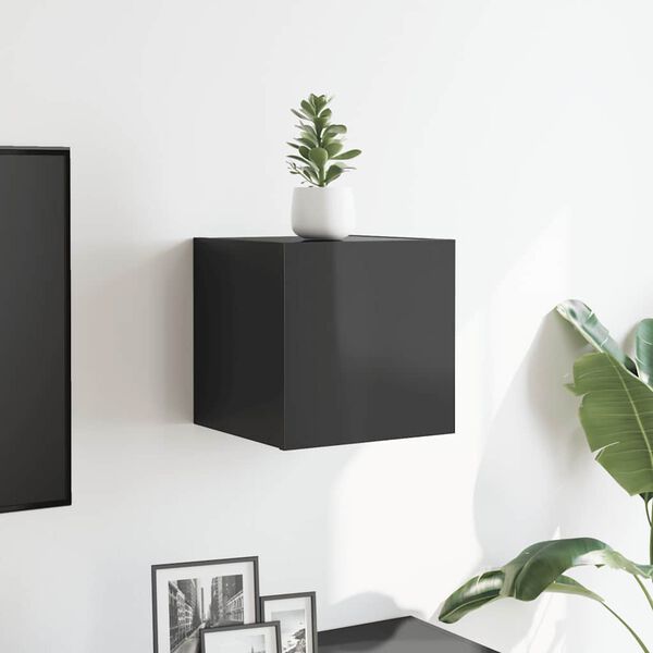 vidaXL Sein&auml;kiinnitett&auml;v&auml; TV-taso korkeakiillto harmaa 30,5x30x30cm