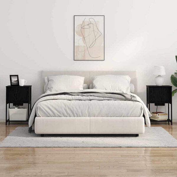 vidaXL Y&ouml;p&ouml;yt&auml;kaappi 2 pcs Musta tammi. 38 x 31 x 61 cm Tekninen puu