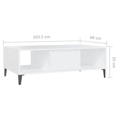 vidaXL Sohvapöytä valkoinen 103,5x60x35 cm lastulevy
