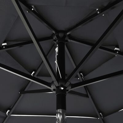 vidaXL 3-tasoinen aurinkovarjo alumiinitanko antrasiitti 2 m