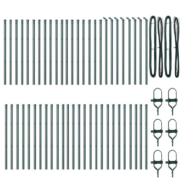 vidaXL Aitalatu Muut 52 pcs Vihreä 3,2 x 3,2 x 120 cm Teräs