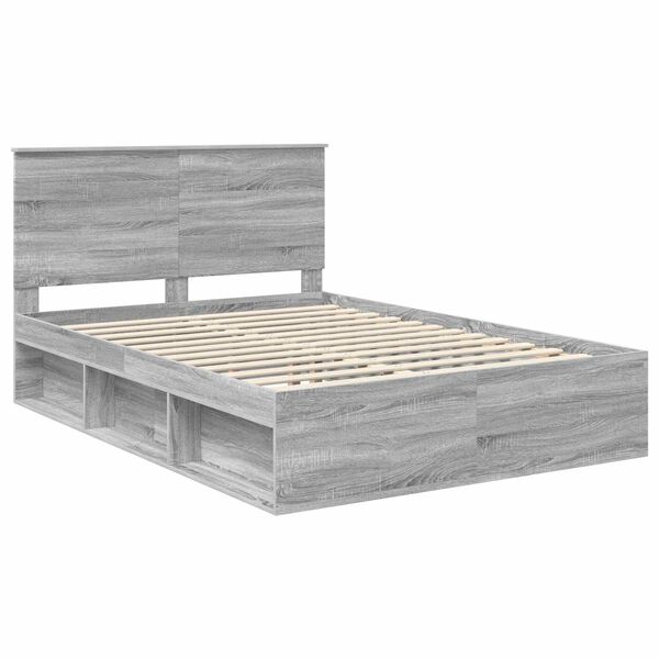 vidaXL Sängyn runko Harmaa Sonoma 5FT King Size Massiivinen mänty
