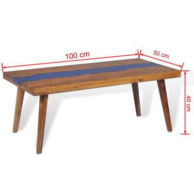 vidaXL Sohvapöytä tiikki ja hartsi 100x50x40 cm