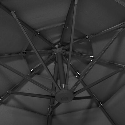 vidaXL 4-tasoinen aurinkovarjo alumiinitanko antrasiitti 3x3 m
