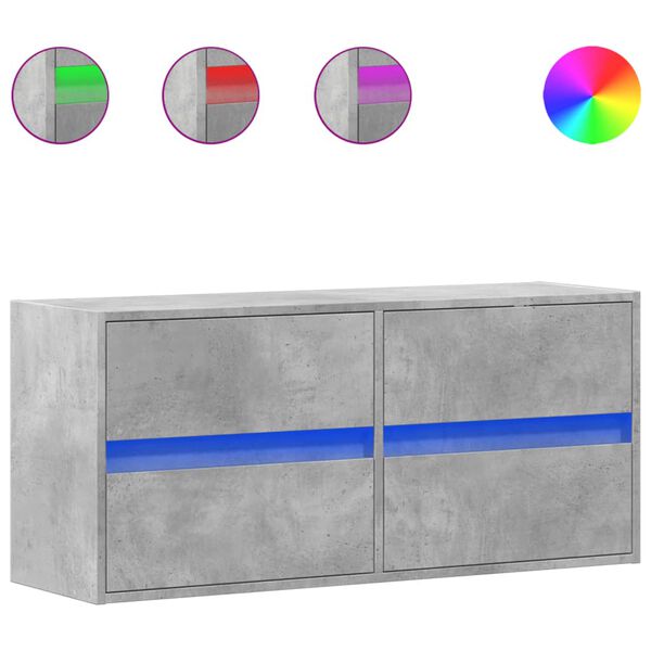 vidaXL TV-sein&auml;kaappi LED-valoilla betoninharmaa 100x31x45 cm