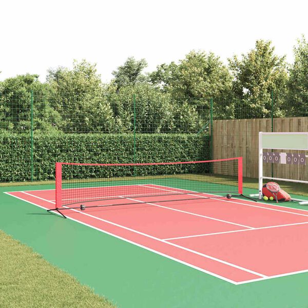 vidaXL Tennisverkko Musta ja punainen 396 x 92 x 87 cm Polyesteri
