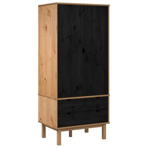 vidaXL Vaatekaappi ovella OTTA Musta 76,5 x 53 x 172 cm T&auml;ysi m&auml;nty