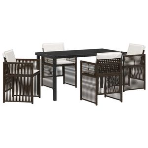 vidaXL Piharuokailu setti 5 pcs Ruskea Jauhemaalattu Ter&auml;s