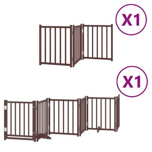 vidaXL Koiraportti kokoontaittuva 9 paneelia ruskea 450 cm poppelipuu