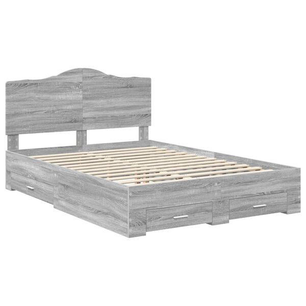 vidaXL S&auml;ngyn runko p&auml;&auml;tyll&auml; Harmaa Sonoma 5FT King Size Tekninen puu