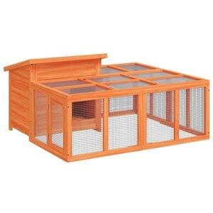 vidaXL Kaninkoppi ruskea 144x123x67,5 cm t&auml;ysi m&auml;nty