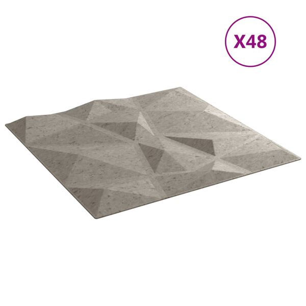 vidaXL Sein&auml;paneelit 48 kpl betoninharmaa 50x50 cm XPS 12 m&sup2; timantti