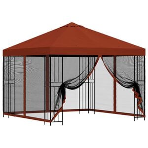 vidaXL Puutarhamaja sivuseinill&auml; 3 x 3 m Terrakotta