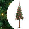 vidaXL Kapea joulupuu Vihre&auml; 150 cm PVC ja massiivipet&auml;j&auml;