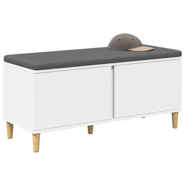 vidaXL Halli penkki tyynyll&auml; ovella Valkoinen 100 x 38 x 46 cm