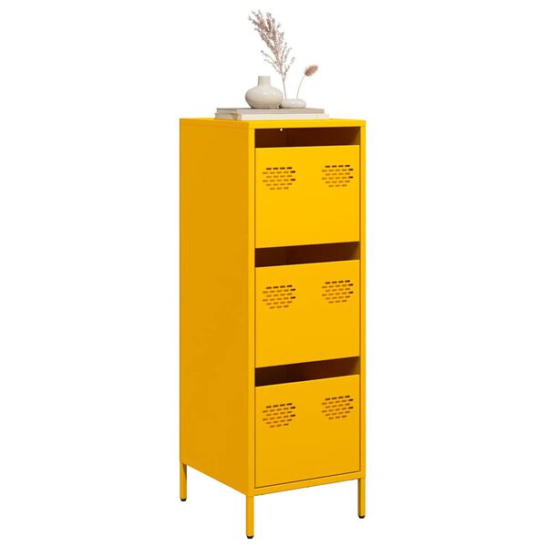 vidaXL Highboard Sinapinkeltainen 39x35x103,5 cm Teräs