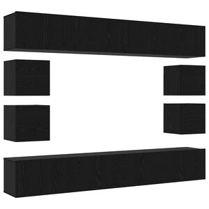 vidaXL TV-tasosetti Sein&auml;kiinnitett&auml;v&auml; 8 pcs Musta tammi. Tekninen puu