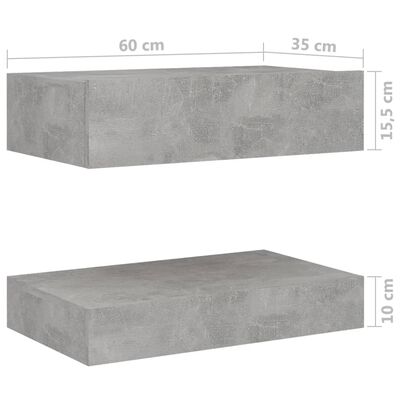 vidaXL Yöpöytä betoninharmaa 60x35 cm lastulevy