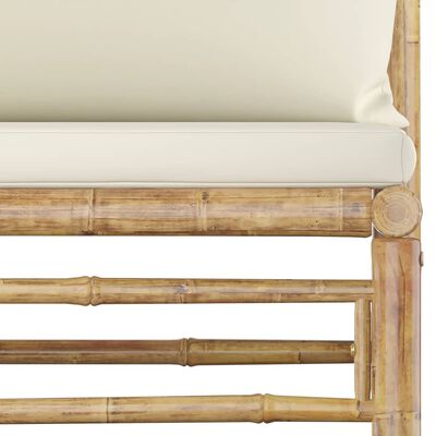 vidaXL 5-osainen Puutarhasohvasarja kermanvalkoiset tyynyt bambu