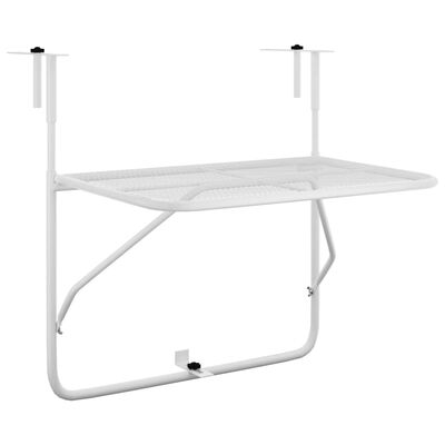 vidaXL Parvekepöytä valkoinen 60x40 cm teräs