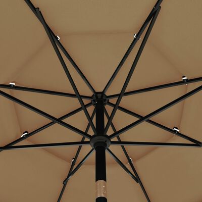 vidaXL 3-tasoinen aurinkovarjo alumiinitanko harmaanruskea 3,5 m