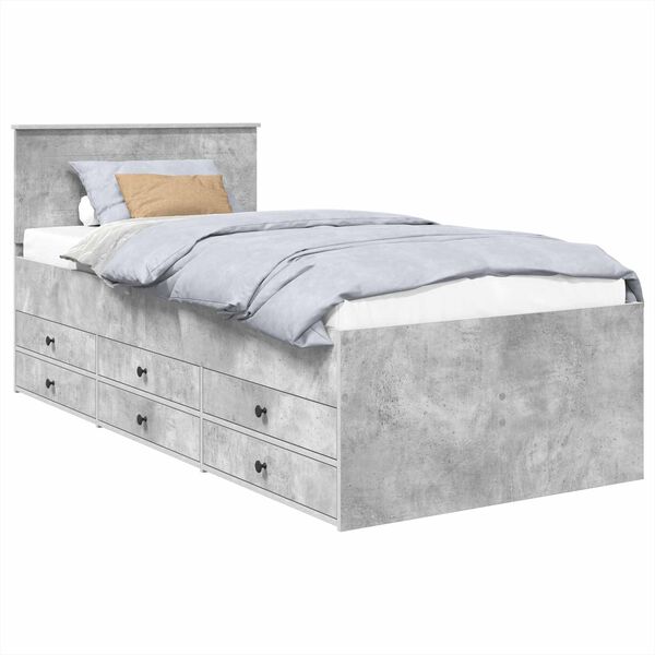 vidaXL P&auml;iv&auml;vuode Betonin harmaa ja musta 100 x 200 cm Tekninen puu