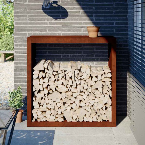 vidaXL Polttopuuteline 100x40x100 cm S&auml;&auml;nkest&auml;v&auml; ter&auml;s