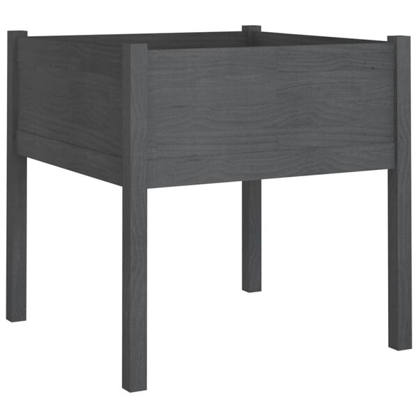 vidaXL Puutarhan kukkalaatikko harmaa 70x70x70cm täysi mänty