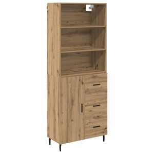 vidaXL Korkea kaappi laatikon kanssa Artisan tammi 69,5 x 34 x 180 cm
