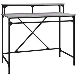 vidaXL Ty&ouml;p&ouml;yt&auml; harmaa Sonoma 100x50x90 cm tekninen puu ja rauta