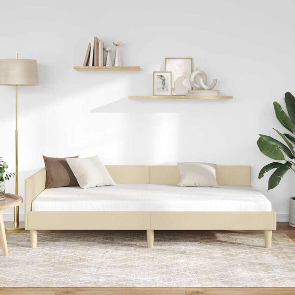 vidaXL Kulmavuoteen runko päätyllä Kerma 100 x 200 cm kangas