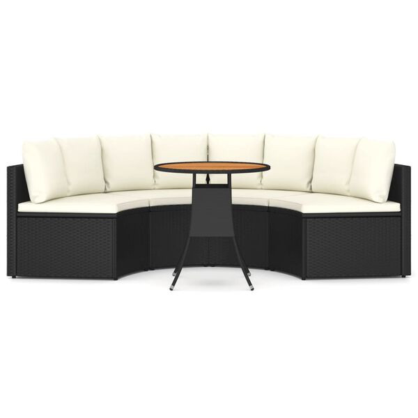 vidaXL 5-osainen Puutarhasohvasarja polyrottinki musta