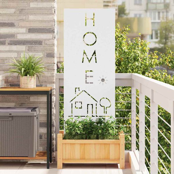 vidaXL Puutarhan yksityisyyden verho Viivakuvio Valkoinen 50 x 140 cm