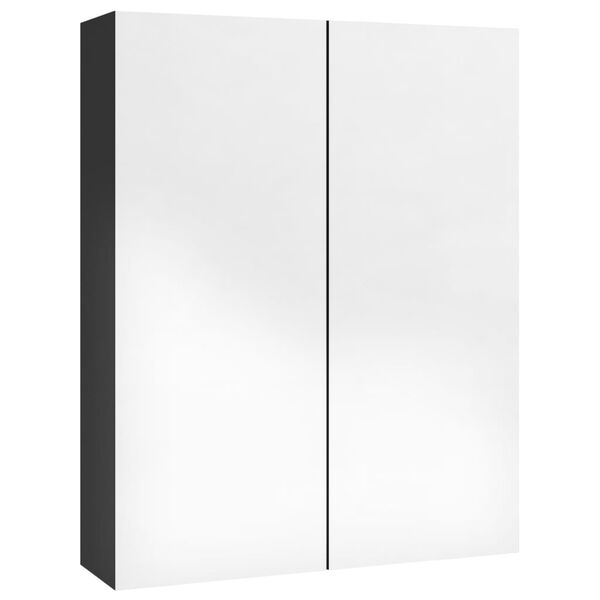 vidaXL LED kylpyhuoneen peilikaappi 60x15x75 cm MDF kiilt&auml;v&auml; musta