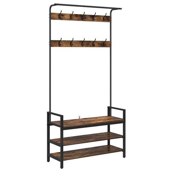 vidaXL Takkihylly hyllyll&auml; Savup&auml;hkin&auml; 95 x 34 x 184 cm Tekninen puu