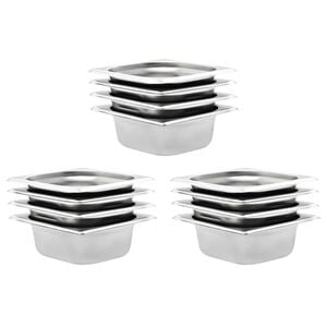 vidaXL Ruokavuoat 12 kpl GN 1/6 65 mm ruostumaton ter&auml;s