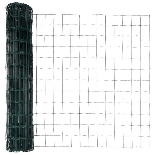 vidaXL Euroaita Vihre&auml; 1 x 25 m PVC-pintainen rauta