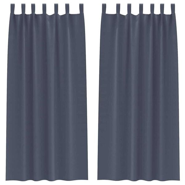 vidaXL Piment&auml;v&auml; verho renkailla 2 pcs Antrasiitti 225 x 140 cm