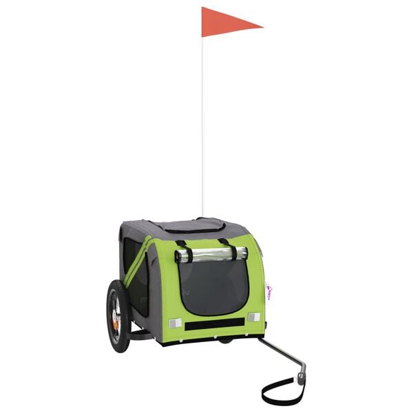 vidaXL Lemmikinkuljetusk&auml;rry py&ouml;r&auml;&auml;n vihre&auml;/harmaa kangas ja rauta