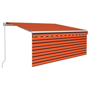 vidaXL K&auml;sin sis&auml;&auml;nkelattava markiisi verhoilla 3,5x2,5m oranssiruskea