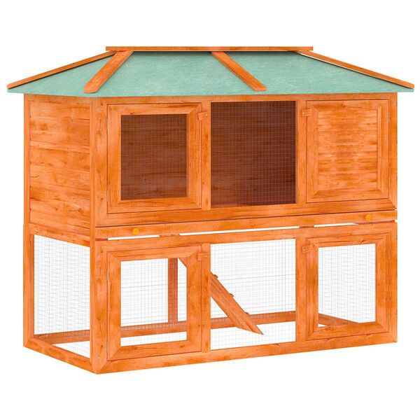 vidaXL El&auml;inh&auml;kki/kaninkoppi kaksikerroksinen puu