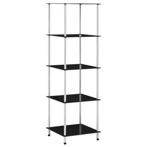 vidaXL 5-kerroksinen hylly musta 40x40x130 cm karkaistu lasi